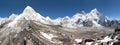Mount Everest, Lhotse, Nuptse, Pumo Ri and Kala Patthar Royalty Free Stock Photo