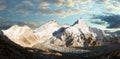 Mount Everest Lhotse Nuptse sunset Nepal Himalayas Royalty Free Stock Photo