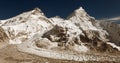 Mount Everest and Lhotse sepia colored Nepal Himalaya Royalty Free Stock Photo