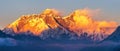 Mount Everest Lhotse sunset Nepal Himalayas mountains Royalty Free Stock Photo