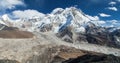 mount Everest and Nuptse, Khumbu valley and glacier Royalty Free Stock Photo