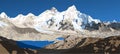 mount Everest and Nuptse from Nepal side as seen from Kala Patthar peak, vector illustration