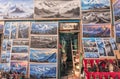 Mount Everest paintings and cards for tourists at Local art and craft stall in Kathmandu