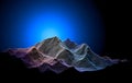 Mount Everest, relief height, mountains. Lhotse, Nuptse. Himalaya map. Hud, digital grid, display. Abstract.