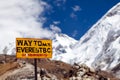 Mount Everest Signpost, Travel to Base Camp Royalty Free Stock Photo