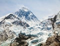 Mount Everest, View of top with clouds from Kala Patthar Royalty Free Stock Photo