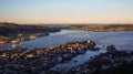 Mount FlÃÂ¸yen morning view to Bergen town, Norway Royalty Free Stock Photo