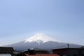 Mount Fuji as seen from Chureito Pagoda. When religion meets nat Royalty Free Stock Photo