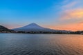 Mount Fuji in beautiful sunset at Lake kawaguchiko, Yamanashi, J Royalty Free Stock Photo