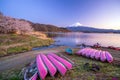 Mount Fuji with Cherry Blossom sakura, view from Lake Kawaguchiko Royalty Free Stock Photo