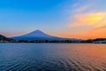 Mount Fuji in clear weather at Lake kawaguchiko during sunset, Y Royalty Free Stock Photo