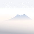 Mount Fuji, dawn, fog, mountain landscape, blue grey pink colors card banner design for text abstract scales simple Nature Royalty Free Stock Photo