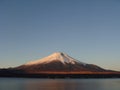 Mount Fuji at dawn over lake Kawaguchi Royalty Free Stock Photo