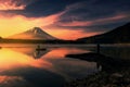 Mount Fuji at dawn, Shoji lake, Japan