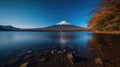 Mount Fuji and Deck on Kawaguchi-ko Lake, Japan Royalty Free Stock Photo