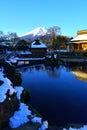 Mount Fuji early morning in winter from Oshino Hakkai Yamanashi Prefecture Japan Royalty Free Stock Photo