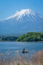 Mount Fuji and fisherman Royalty Free Stock Photo