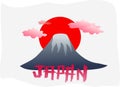 Mount Fuji with Japan flag Royalty Free Stock Photo