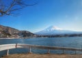 Mount Fuji and the kawacuchiko lake, Japan, asia Royalty Free Stock Photo