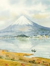 Mount Fuji, lake kawaguchiko, Famous landmark of Japan. Royalty Free Stock Photo