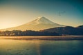 Mount fuji at Lake kawaguchiko,Sunrise Royalty Free Stock Photo