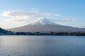 Mount Fuji and Lake Kawaguchiko in Yamanachi, Japan