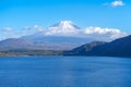 Mount Fuji at lake Motosu near Kawaguchiko, one of the Fuji Five Lakes located in Yamanashi, Japan. Landmark for tourists Royalty Free Stock Photo