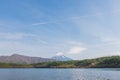 Mount Fuji from lake Saiko in spring Royalty Free Stock Photo