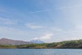 Mount Fuji from lake Saiko in spring Royalty Free Stock Photo