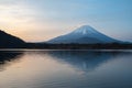 Mount Fuji or Mt. Fuji, the World Heritage, view at Lake Shoji Shojiko in the morning. Royalty Free Stock Photo