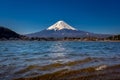 mount fuji over the lake on a sunny day