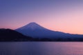 Mount Fuji with the peaceful lake Kawaguchi at sunset Royalty Free Stock Photo