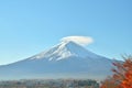 Mount fuji and red maple tree in autumn at kawaguchiko lake Royalty Free Stock Photo