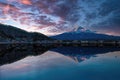 Mount Fuji reflected in Lake Kawaguchi at dawn Royalty Free Stock Photo