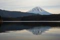 Mount Fuji reflected on Lake Saiko Royalty Free Stock Photo
