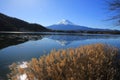 Mount fuji reflection in season of autumn