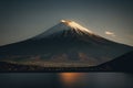 Mount fuji san at Lake kawaguchiko in japan on sunrise. vintage tone Royalty Free Stock Photo