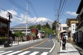 Mount Fuji is seen from Oyama Town, Sunto District, Shizuoka Prefecture, Japan.