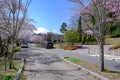 Mount Fuji with snow capped, blue sky and beautiful Cherry Blossom or pink Sakura flower tree in Spring Season at Lake kawaguchiko Royalty Free Stock Photo