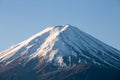 Mount Fuji and snow on peak at Kawaguchiko lake Royalty Free Stock Photo