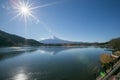 Mount Fuji with sun shine at Kawaguchiko lake