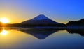 Mount Fuji of sunrise from Lake`Shojiko` Japan