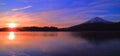 Mount Fuji and sunrise of Morning glow of Lake Kawaguchi Japan Royalty Free Stock Photo