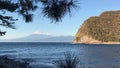 Mt. Fuji seen from the tip of Cape Mihama Royalty Free Stock Photo