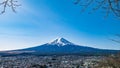 Mount Fuji, A tallest volcano mountain (Mt.Fuji) and Fujiyoshida City in Japan. Royalty Free Stock Photo