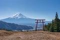 Mount Fuji with Torii gate of Asama Shrine in Kawaguchiko, Japan Royalty Free Stock Photo