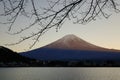 Mount Fuji, view from Kawaguchi town in Japan Royalty Free Stock Photo