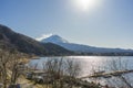 Mount Fuji view from Lake Kawaguchi, Yamanashi Prefecture Royalty Free Stock Photo