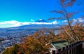 Mount Fuji view from the mountain side at Kawaguchiko.