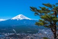 Mount Fuji view from Mt. Fuji Panorama Rope way, commonly called Fuji san in Japanese, Mount Fuji`s exceptionally symmetrical con